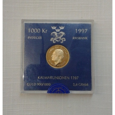 Монета 1000 крон 1997 год Швеция. Золото.